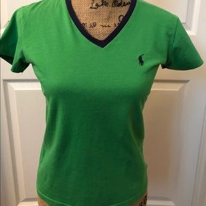 Ralph Lauren Sport T-shirt Green w/blue trim XS